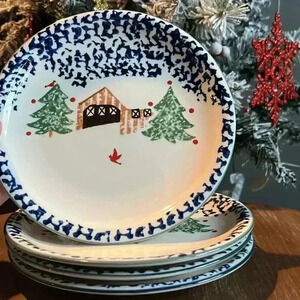 Holiday Wilderness by TIENSHAN Salad Plate Discontinued Set Of 4 🎁 Great Gift!